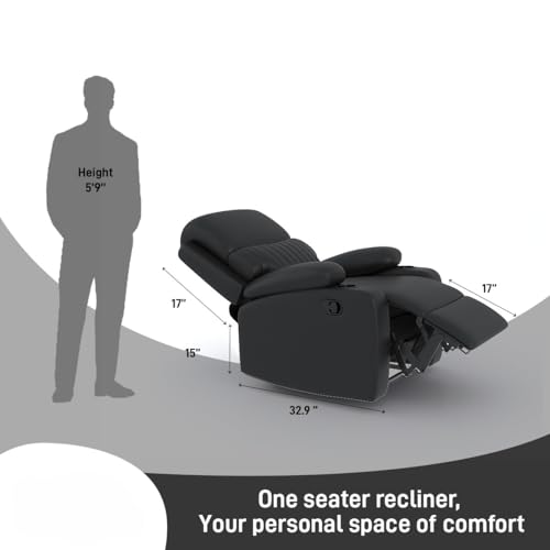 Image of Amazon Brand - Solimo Orleans | Single Seater Sofa Recliner | Manual Recliner (Leatherette Black)