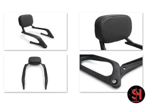 Image of Generic Aluminium Sissy Bar Backrest Compatible with Harley-Davidson X440 | Motorcycle Rear Passenger Back Support with Cushion | Heavy-Duty Matte Black Touring Accessory | Not Compatible with X440T