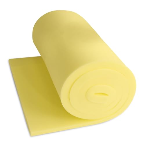 High Density Upholstery Foam Sheet, 1 x 16 x 79 Inch Yellow Polyurethane Padding, Cut-to-Size Cushion Replacement for Couch, Chair, Sofa, Bench & DIY Projects