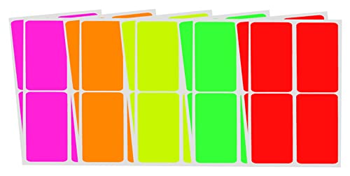 Rectangular Color-Coding Label 3x2 inches - 40 Pack in 5 Neon Color Labels, Writable Sticker Storage Fluorescent Labels for Boxes