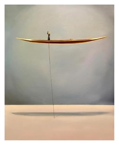 Tableau bateau d'or toile penseur solitaire art abstrait