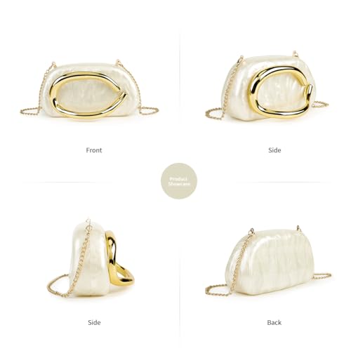 Image of Women Acrylic Clutch Purse Metal Handle Evening Bag Trendy Box Shoulder Crossbody Bag Handbag for Wedding Party Causal