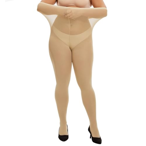 MANZI Women's 2 Pairs Plus Size Control Top Tights Ultra-Soft Panty Hose