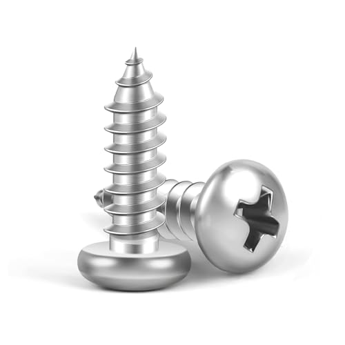 Boltmax 100 Stück Blechschrauben M4 x 16mm Selbstschneidende Schrauben Edelstahl A2 V2A Holzschrauben Kreuzschlitz Linsenkopfschrauben Holz Vollgewinde Rundkopfschrauben