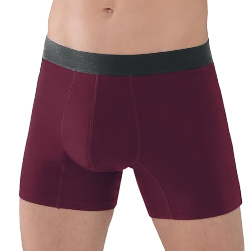 Incontinence Underwear for Men Washable Absorbent 2.3 oz Leak Proof Prostate Bladder Control Boxer Briefs 1 Pack (Maroon, XL)