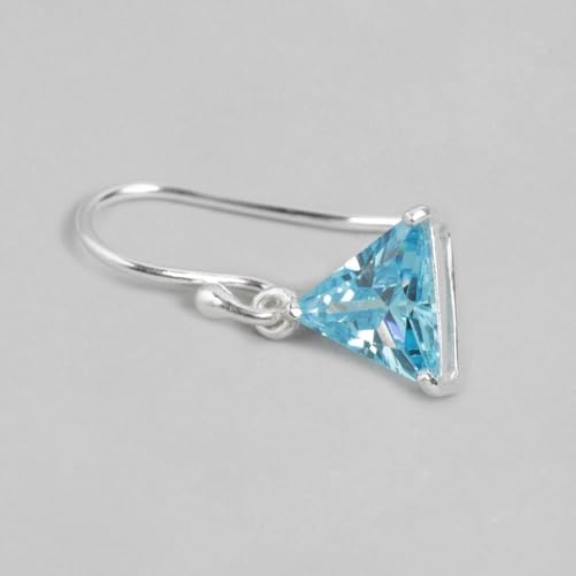 925 Silver Triangular CZ Dangler Earrings