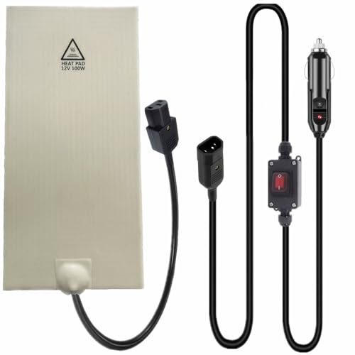 RICHOOSE 12V Pizza Hot Food Delivery Bag Heating Warmer Pad,100W Silicone Food Warmer Pad,Max. Temperature 158℉ (70℃), w/Car Charger and On/Off Switch, 2m detachable power cable