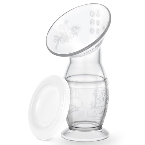 Vicloon Handmilchpumpe, 100 ML Transparent Manuelle Brustpumpe, BPA-frei, Angenehmes & Extrem Weiches Silikon Rettet Jeden Tropfen Muttermilch - Alternative zu Milchauffangschalen - Weiß