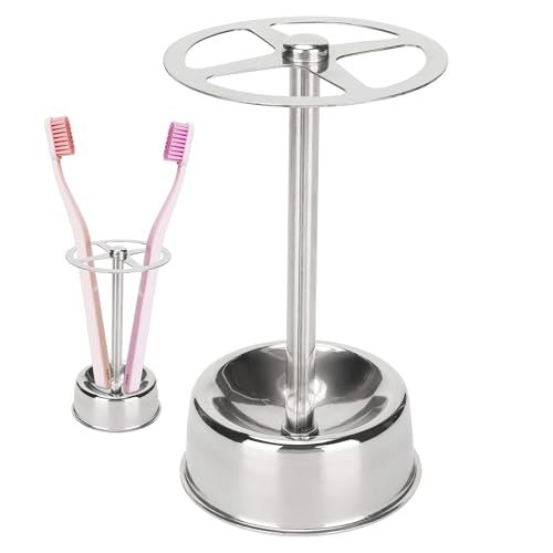 Zssxysm Porta Spazzolini in Acciaio Inox, Portaspazzolini da Bagno, Scaffale di Stoccaggio in Metallo con Quattro Divisi per Spazzole da Tavolo per Cosmetici, Utensili da Cucina, Penne da Ufficio