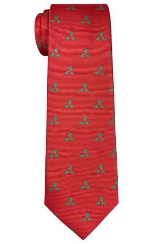 Retreez Christmas Holly Leaves Woven Microfiber Boy's Tie - 8-10 years