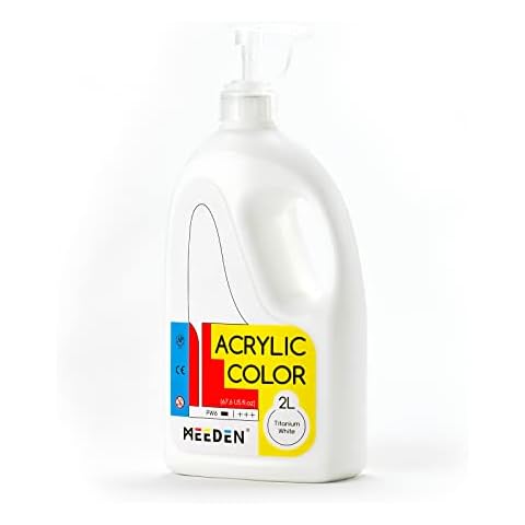 MEEDEN Titanium White Acrylic Paint, Extra-Large 2L /67 oz Non-Toxic Rich Pigments Colors, Great-Value Titanium Paint Perfect for Acrylic Poured Paintings, Art Class, Wall Painting & Painting Party Cover