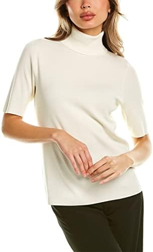 Anne Klein womens Half Sleeve Turtleneck Sweater, Anne White, Large US