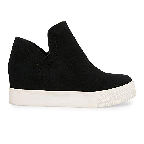 Chenghe Women s Hidden Wedge Sneakers High Top Slip On Wedge Booties Sneakers Wedges Shoes Black US 8.5
