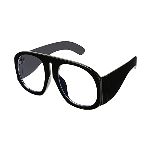 Image of FEISEDY Oversized Blue Light Blocking Glasses Women Men Big Plastic Aviator Frame Eyewear Clear Lens Computer Glasses B2371