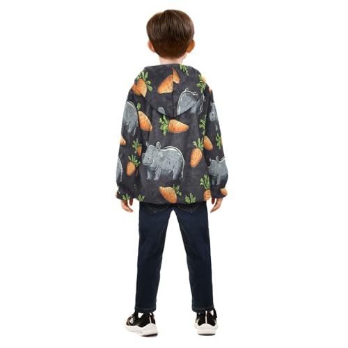 Hippo and Carrot Toddler Fleece Jacket Girl Boys Hooded Fleece Jacket Coat Warm Outwear Zip-up 3-10T4