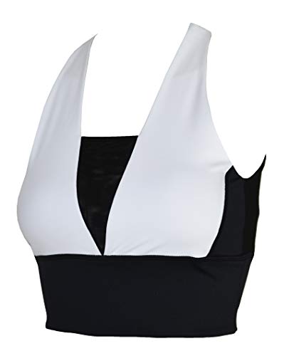 Private Island Women UPF 50+ Swim Crop Tank Bra Short Top Sports Bras Swimsuit Rash Guard (XXXL, BwWh)