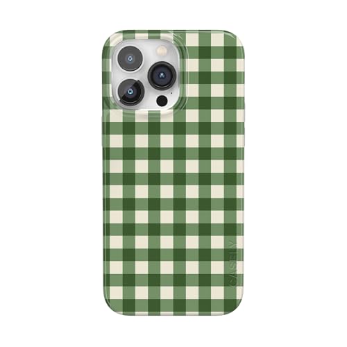 Casely iPhone 14 Pro Case | Checked Twice | Green Plaid | Compatible with MagSafe | Classic Ultra Slim Design