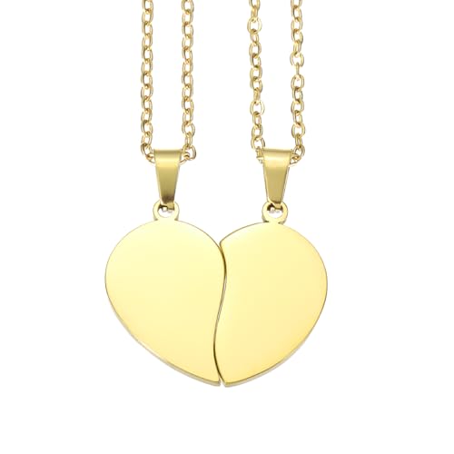Collier cœur brisé en acier inoxydable pour gravure personnalisée