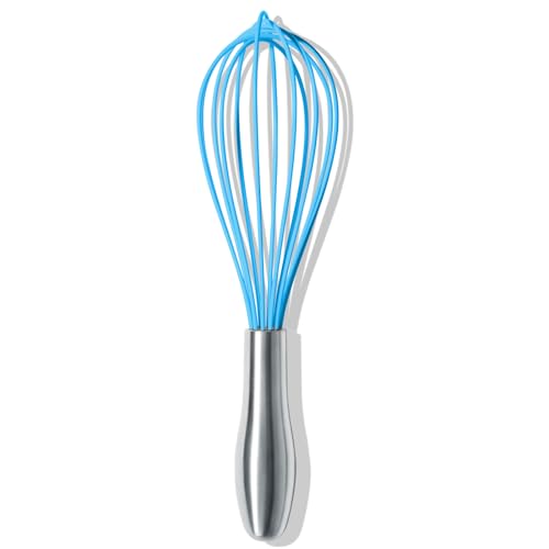 Image of OYV 10-Inch Blue Silicone Whisk, Heat Resistant 480F Kitchen Whisk with Stainless Steel Ergonomic Handle, Non-Scratch for Nonstick Cookware, Dishwasher Safe, Perfect for Blending, Cooking & Beating