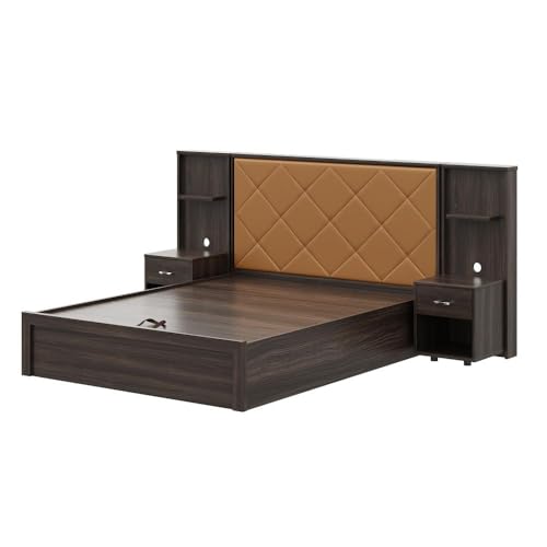 Image of Wakefit Bed | 3 Yr Warranty | Bed Queen Size,Hydraulic Storage,Camel Fabric Cushioned Upholstery Headboard,Density:680-750kg /m,Termite & Borer Resistant,Fits Mattresses Up to 8 inches(Noctis78x60-WM)
