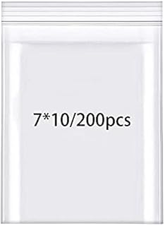 Rshuhx Grip Seal Bags Small Plastic Bags Resealable Heavy Duty Thicken 160μm 200pcs 7cmX10cm/3"X4" Little Sealable Strong Ziplock Bag Handy for Storage Nuts Cookies Jewellery Coins Pills Packaging