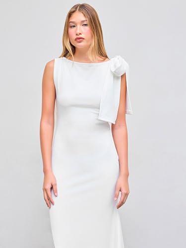 Image of CIDER Women Summer Maxi Dresses Sleeveless Wedding Guest Dress Bowknot Boat Neck Formal Gown