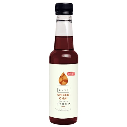 Simply Sugar Free Spiced Chai Syrup Low Calorie Vegan & Nut Free Flavoured Syrup for Coffee Cocktails & Baking (250ml)