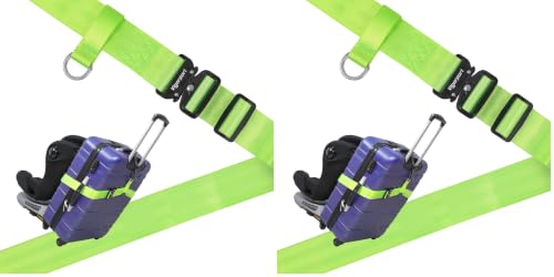 Image of Vigorport Travel Belt, Luggage Strap to Convert Carry-on Luggage into Airport Stroller Carrier, Metal Buckle (Green, 76 Inch/Metal Buckle) (Pack of 2)