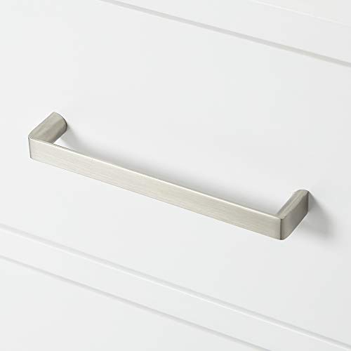 Ariel 42" White Bathroom Vanity Base Cabinet, Left Offset Sink Configuration, 2 Soft Closing Doors, 9 Full Extension Dovetail Drawers, Brushed Nickel #TOP5