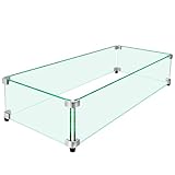 vchin Fire Pit Wind Guard, 31' x 12' Square Tempered Glass Wind Shield for Firepit & Fire Table, Thick Glass and Easy Installation with Included Tools, Airflow Management for Stable Flame