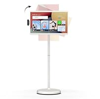 ApoloSign 24 Inch FHD Smart Portable TV 2nd Gen, 16(8+8) GB RAM+128GB, Android 15, EDLA-Certified, Rolling Tablet TV on Wheels, Built-in 5200mAh Battery, Full Swivel Rotation, Voice Remote Control