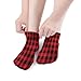 VstaDank Red Black Buffalo Check Plaid Pattern Ankle Socks 5Pairs Cute Lightweight Casual Low Cut Sock Athletic Running Socks Comfort Quarter Sock for Daily Wear Men And Women