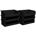 Akro-Mils 30255 AkroBins Plastic Storage Bins, Space-Saving Stackable Bins for Garage, Pantry, Craft Organization, 11-" x 16-" x 5-", Black, 6-Pack