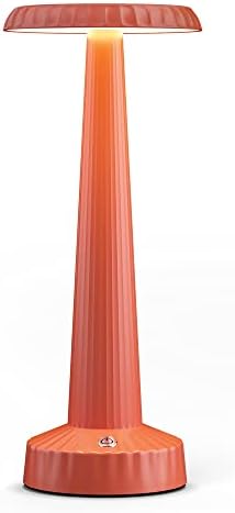 Cordless Table Lamp, Built-in 5000 mAh Battery with 2 Lighting Modes,Dimmable LED Battery Desk Lamp, Metal Aluminum Rechargeable Table Lamp, for Restaurant, Terrace, Outdoor (Orange)
