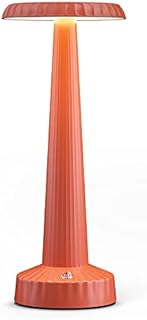 Cordless Table Lamp, Built-in 5000 mAh Battery with 2 Lighting Modes,Dimmable LED Battery Desk Lamp, Metal Aluminum Rechargeable Table Lamp, for Restaurant, Terrace, Outdoor (Orange)