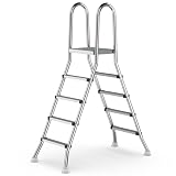 Abimars Above Ground Pool Ladder, 304 Stainless Steel Heavy Duty Pool Ladder with Non-Slip Wide Steps, 580 LBS Capacity, Fits 30-48 Inch High Pool Walls, Easy Entry for Outdoor Pools