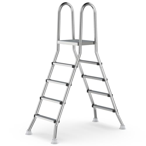 Abimars Above Ground Pool Ladder, 304 Stainless Steel Heavy Duty Pool Ladder with Non-Slip Wide Steps, 580 LBS Capacity, Fits 30-48 Inch High Pool Walls, Easy Entry for Outdoor Pools
