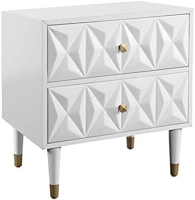 Riverbay Furniture 2 Drawer Geo Texture Nightstand in White