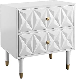 Riverbay Furniture 2 Drawer Geo Texture Nightstand in White