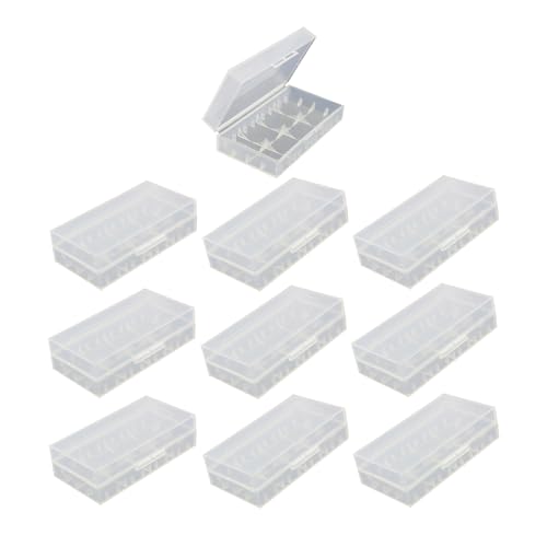 STEPMAX 10 Pack Plastics Storage Case Holder Box for 18650 CR123 CR123A 16340 Battery Clear