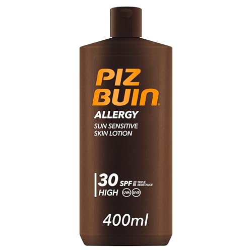 PIZ BUIN Allergy Protector Solar Corporal SPF 30, Protección Alta para pieles sensibles, Loción para el cuerpo, Protección UVA/UVB, Rápida absorción, 400 ml