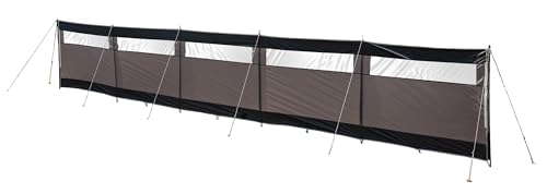 Maypole 5 Panel Steel Poled Windbreak Privacy Screen With PVC Windows, 8m Width