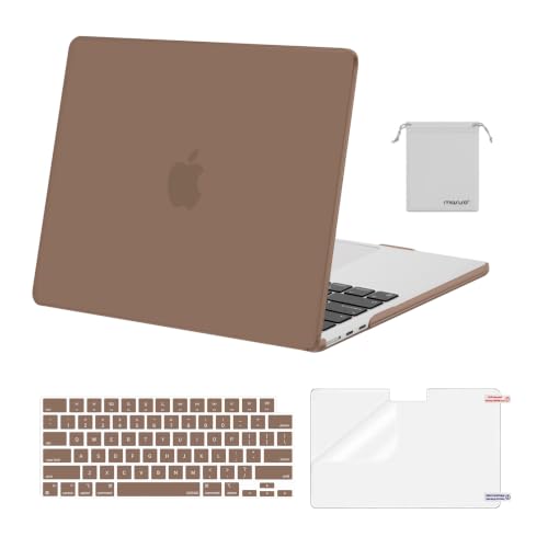 Image of MOSISO Compatible with MacBook Air 13 inch Case M5 2026 M4 2025 M3 M2 2024-2022 A3449 A3240 A3113 A2681,Hard Shell&Keyboard Cover&Screen Film&Pouch for MacBook Air 13.6 inch Case, Caramel Brown