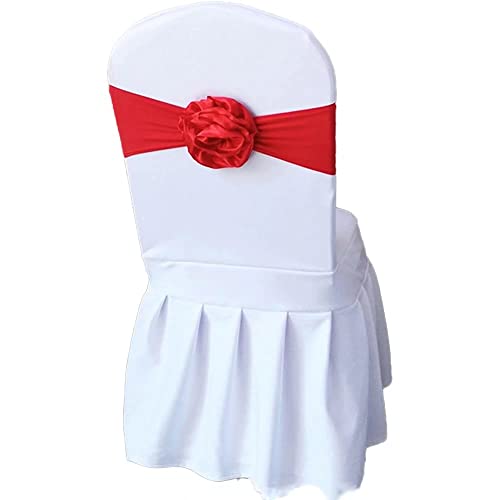 LIZIMI Spandex Stretch Flower Chair Sashes Chair Bands Polyester Bows for Party Hotel Wedding Banquets Decoration ?Red 6 PCS?