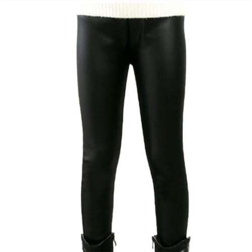 Girls 𝐅aux Leather Fleece Leggings Thick Warm 𝐒tretch Tights Kids Fall Winter Soft Fleece Lined Pants
