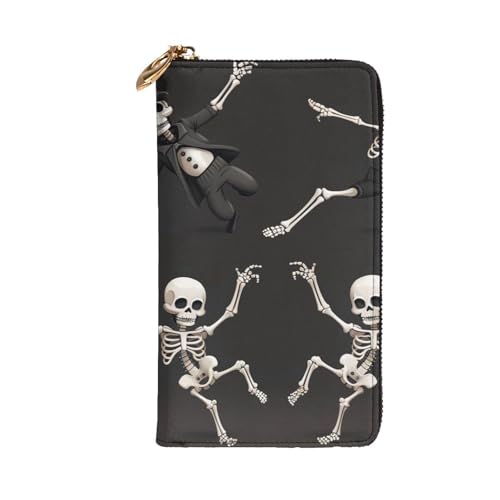 Cute Skeleton Dancing Printed Long Wallet for Women Men Cute PU Leather Wallet with Coin Purse and Credit Card Holder2