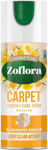 Zoflora Springtime Carpet Foam 1 x 400ml Carpet Cleaner Stain Remover Foam for Carpets and Upholstery Neutralises Odours Deep Cleans Pet Safe
