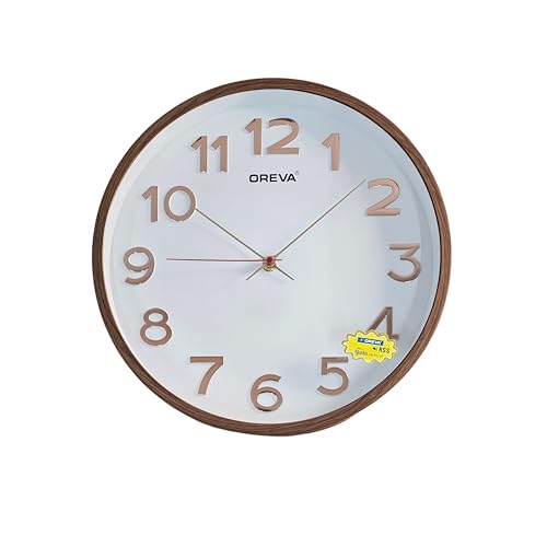 Image of OREVA 14 Inch Round Fancy Embossed Number Dial Contemporary Stylish Quartz Clocks Modern Analog Silent Wall Clock for Living Room Bedroom Home Decor Office AQ-9467SS