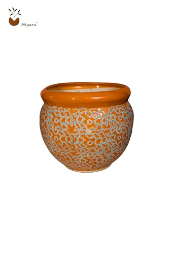 Image of Niyara Designer Handi Ceramic planters pots for Indoor Outdoor Home, Garden Office Decor Balcony Planters Gamla Flower Size- Very Large (Mustard Drop 11)