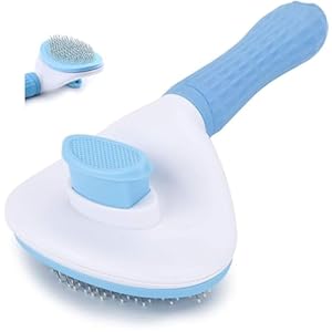 Self Cleaning Slicker Brush, Cat Brush with Release Button, Dog Shedding Brush for Grooming, Cat Comb Pet Massage Tool Suitable for Long or Short Pet Hair Cleaner, Removes Tangles & Loose Fur